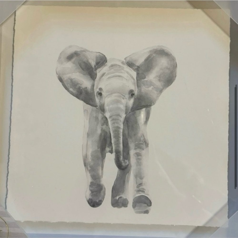 Marmont Hill Set of 4 Framed Baby Elephant Watercolor Nursery Safari Wall Art - Picture 6 of 6
